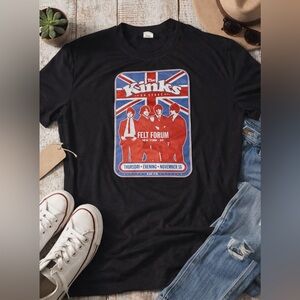 The Kinks Vintage inspired Tee Shirt Black Size XXL Rock Band Union Jack